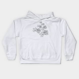 Single line artwork flowers, botanical design Kids Hoodie